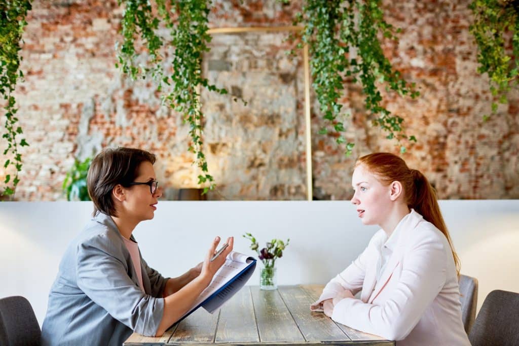 Interview in cafe